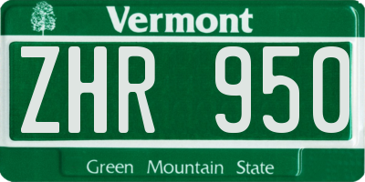 VT license plate ZHR950