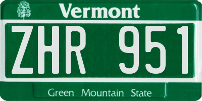 VT license plate ZHR951