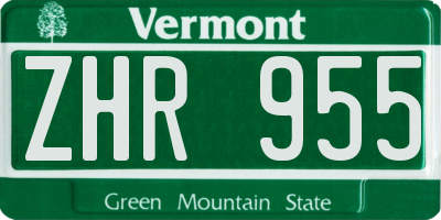 VT license plate ZHR955