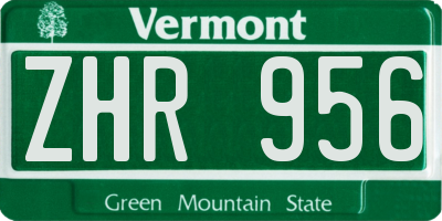 VT license plate ZHR956