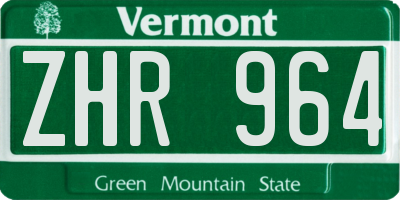 VT license plate ZHR964