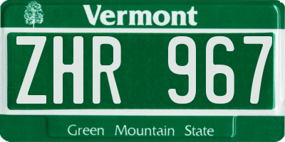 VT license plate ZHR967