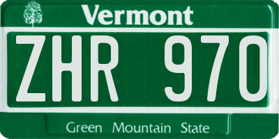 VT license plate ZHR970