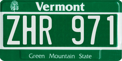 VT license plate ZHR971