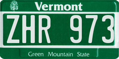 VT license plate ZHR973