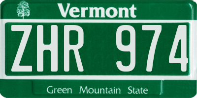 VT license plate ZHR974