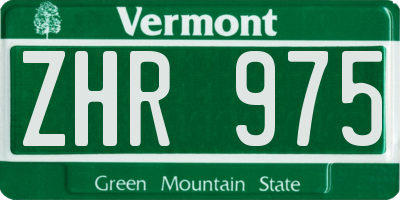 VT license plate ZHR975