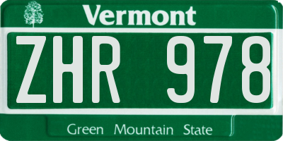 VT license plate ZHR978