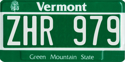 VT license plate ZHR979