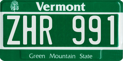 VT license plate ZHR991