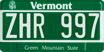 VT license plate ZHR997
