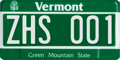 VT license plate ZHS001