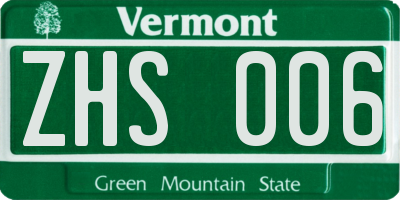VT license plate ZHS006