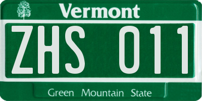 VT license plate ZHS011