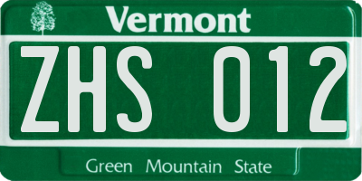 VT license plate ZHS012