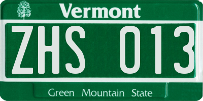 VT license plate ZHS013