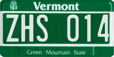 VT license plate ZHS014
