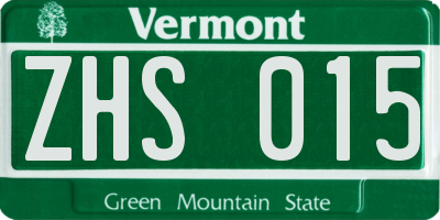 VT license plate ZHS015