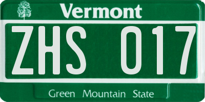 VT license plate ZHS017