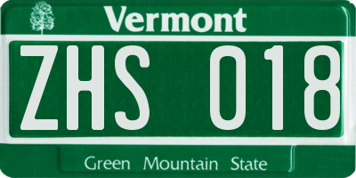 VT license plate ZHS018