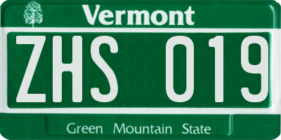 VT license plate ZHS019