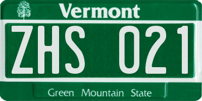VT license plate ZHS021