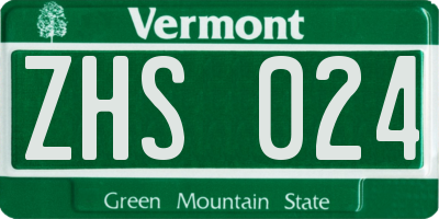 VT license plate ZHS024