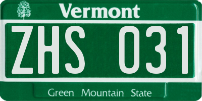 VT license plate ZHS031