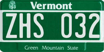 VT license plate ZHS032