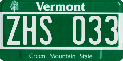 VT license plate ZHS033