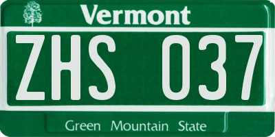 VT license plate ZHS037