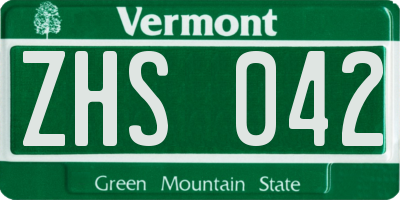 VT license plate ZHS042