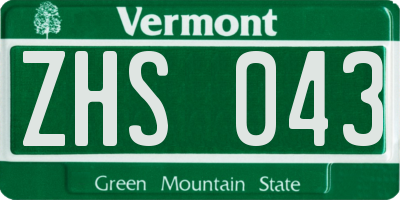 VT license plate ZHS043