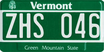VT license plate ZHS046