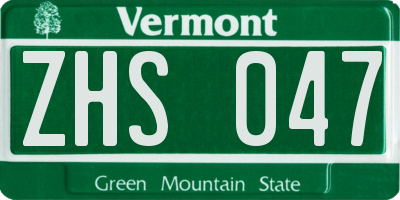 VT license plate ZHS047