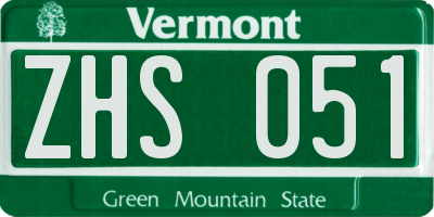 VT license plate ZHS051