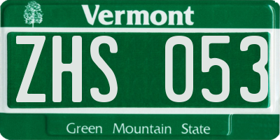 VT license plate ZHS053