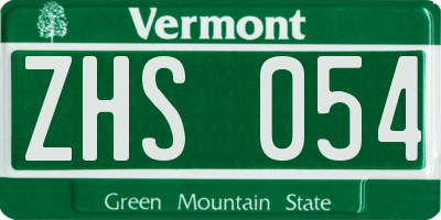 VT license plate ZHS054