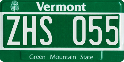 VT license plate ZHS055