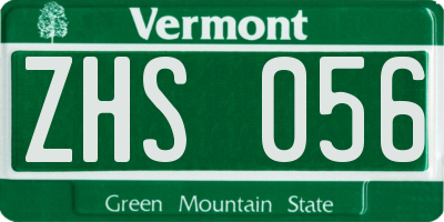 VT license plate ZHS056