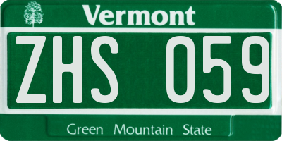 VT license plate ZHS059