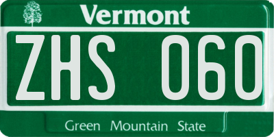 VT license plate ZHS060