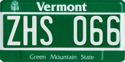 VT license plate ZHS066