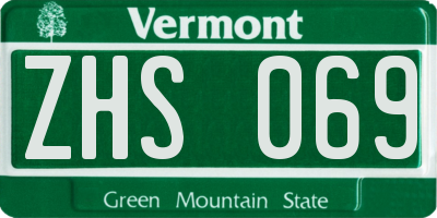 VT license plate ZHS069
