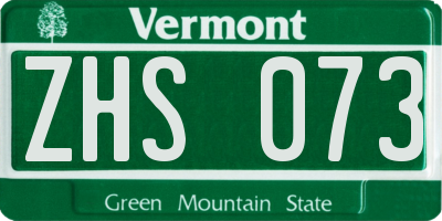 VT license plate ZHS073