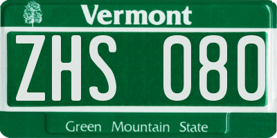VT license plate ZHS080