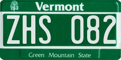 VT license plate ZHS082