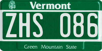 VT license plate ZHS086