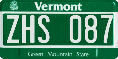 VT license plate ZHS087