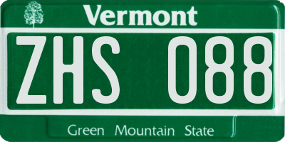 VT license plate ZHS088